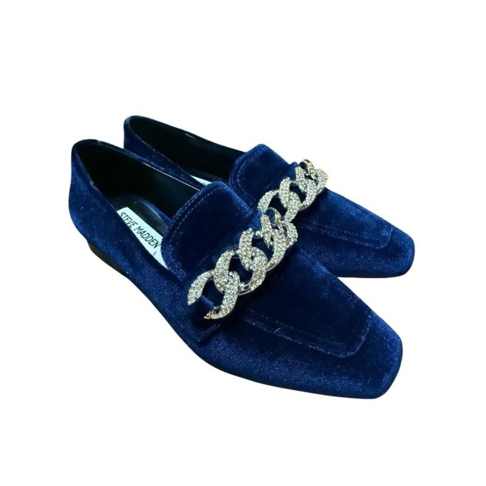 Steve Madden Rilynn Loafer Flats Sz 5 Blue Rhinestone Links